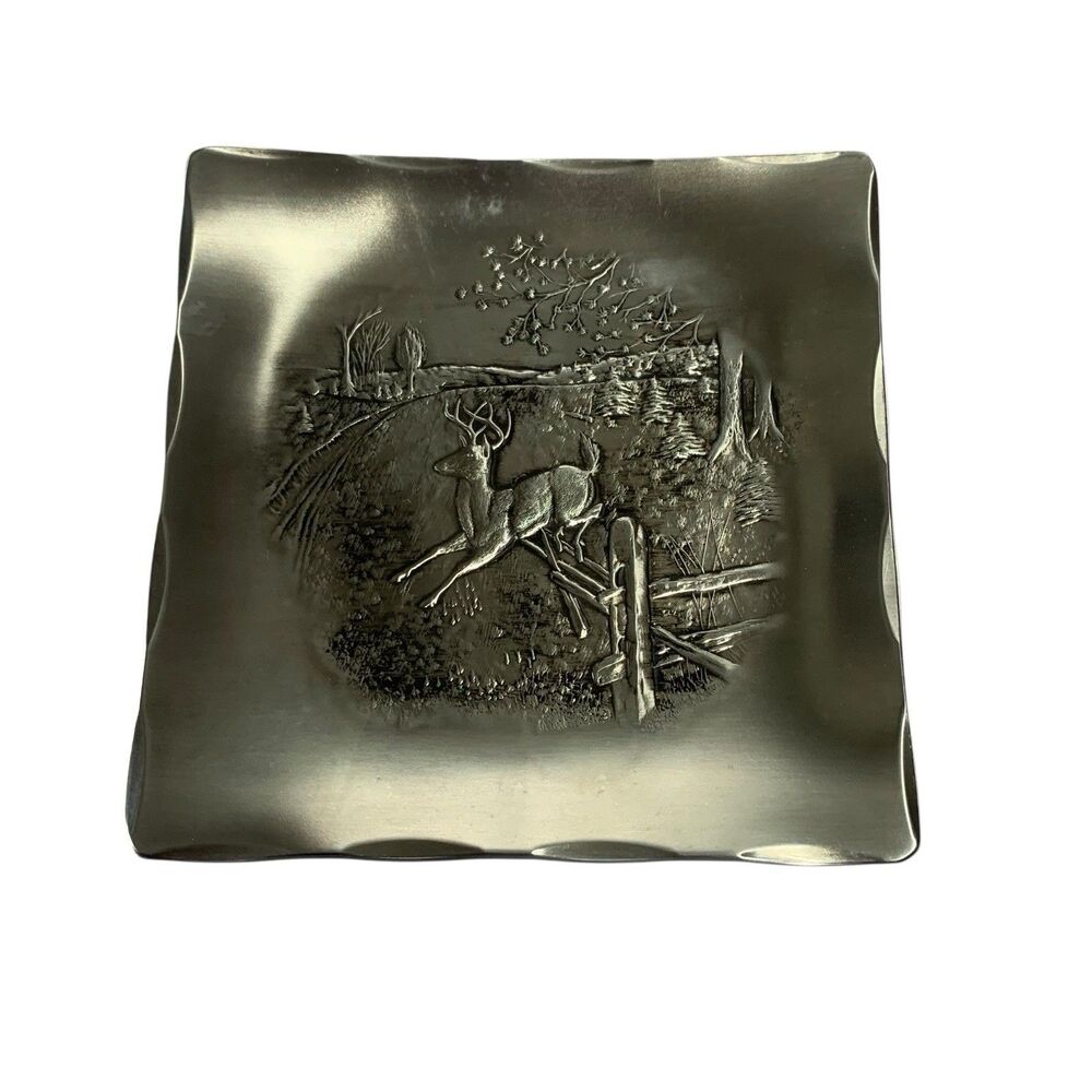 Vintage Wendell August Forge Stainless Steel Deer Buck Ashtray Trinket Tray